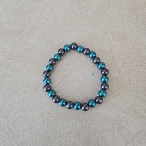 🖤 Teal & Gunmetal Pearl Bead Bracelet 🖤